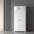 White Metal Storage Cabinet With Upper And Lower Double Doors On Gray Background 3d model
