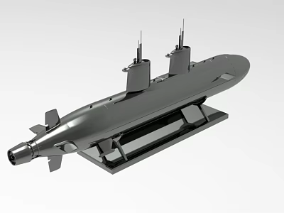 Submarine Model Ornament Decorative Set With Black Base Stand For Home 3d model