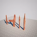 Ancient Primitive Copper Colored Weapons Including Spearheads And Knives Against Blue Sky White Ground