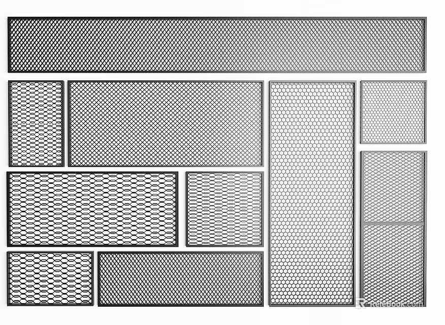 Different Mesh Pattern Metal Railings Designs 3d model 