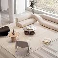 Modern Sofa Coffee Table Combination Cream Combination Sofa 3d model