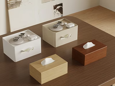 Multiple Color Wooden Tissue Boxes And Storage Containers For Home Tabletop Organization 3d model