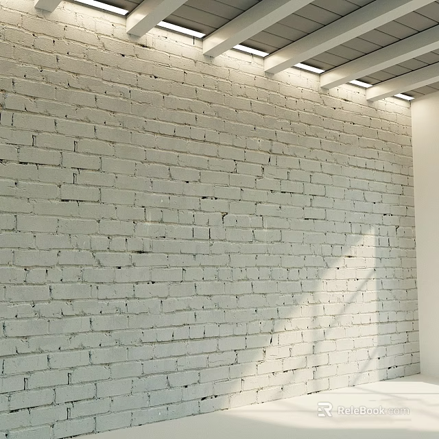 White Brick Wall as Textured Structural Element in Modern Interior Design 3d model 