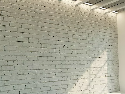 White Brick Wall as Textured Structural Element in Modern Interior Design 3d model