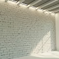 White Brick Wall as Textured Structural Element in Modern Interior Design 3d model