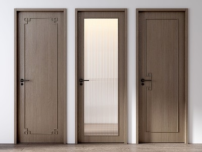 Single door swing door wooden door new Chinese style single door bedroom door minimalist door cream wind single door 3d model