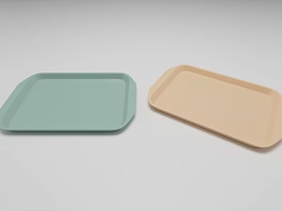 Stylish Light Green And Beige Rectangular Plastic Dinnerware Set For Home Dining 3d model