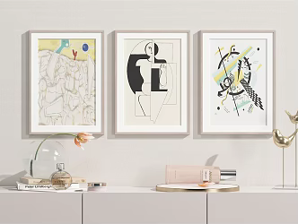 Modern Abstract Painting Abstract Hanging Painting Combination Ornaments 3d model