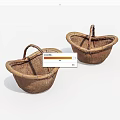Old bamboo basket old objects 3d model