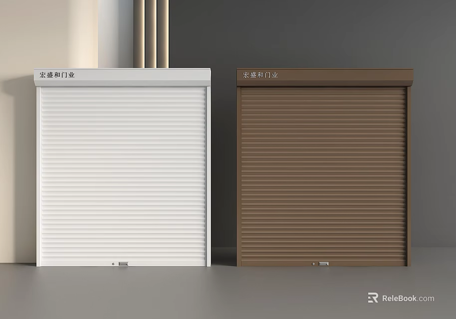 Wendun Roller Shutter Doors in White and Brown for Home Building Applications 3d model 
