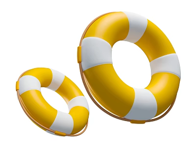 Two Yellow And White Lifebuoys As Essential Water Safety Living Supplies 3d model Two Yellow And White Lifebuoys As Essential Water Safety Living Supplies 3d model