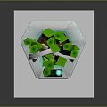 Fresh Green Onions In Geometric Shaped Pot On White Square Mat