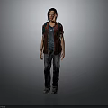 Child Wearing Brown Vest Blue T Shirt Ripped Jeans Boots With Backpack Against Grey Background