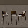 Modern Bar Stools with Backrest in Assorted Leather Tones and Metal Legs