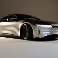 Modern Silver Sleek Sedan With Streamlined Body And Gold Alloy Wheels Design