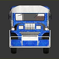 Vintage Blue And Silver Toy Bus With Retro Design And Brown Seats