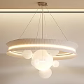 Modern Minimalist Chandelier With Circular Ring Design And Soft White Spherical Light Shades