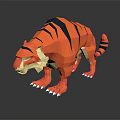 Low Poly Tiger 3D Model Featuring Orange Black Stripes White Paws And Reflective Surface 3d model