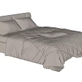 Modern Double Bed With Light Colored Headboard Bed Sheets Quilt And Pillows 3d model