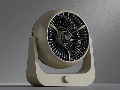 Modern Beige Air Cooler Fan With Circular Blades And Stand Base 3d model