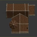 Traditional House 3D Model With Red Tiled Roof Wooden Structure And Stone Base