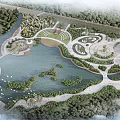 Ecological Waterfront Park Design Featuring Natural Lakes Green Paths And Circular Recreational Spaces