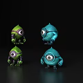 Game And Movie Monster Characters With Big Eyes And Colorful Designs