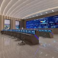 Spacious Modern Control Room With Large Monitoring Screens Control Desks And Ergonomic Chairs