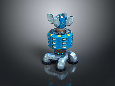Blue Mechanical Robot 3D Model With Multi Layer Structure And Mechanical Legs 3d model
