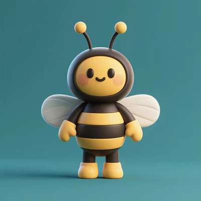 Cute Bee Doll With Yellow Black Stripes White Wings And Smiling Face 3d model Cute Bee Doll With Yellow Black Stripes White Wings And Smiling Face 3d model