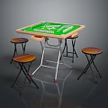 Folding Mahjong Table With Four Wooden Stools And Portable Lightweight Design