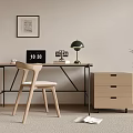 Modern Desk and Chair Combination Desk Computer Desk 3d model