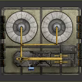 Industrial Oilfield Equipment Setup With Yellow Pump Jacks Large Storage Tanks And Blue Control Panel