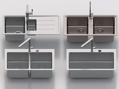 Modern Kitchen Sink Designs With Double Single Bowl And Faucet Features 3d model