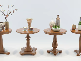American Style Round Table Fashion Simple Metal Glass Coffee Table Side Table Decorations Ornaments Combination 3d model