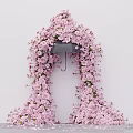 Pink Flower Adorned Umbrella Photo Spot With Cascading Blooms And Scattered Petals On Ground