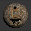 Ancient Clay Jar With Carved Human Figure And Geometric Patterns 3d model