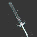 Fantasy Game Style Sword With Blue Blade Purple Hilt And Starry Dark Background