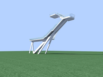 Modern Road Infrastructure With Glass Railings Sloped Ramp And Observation Platform 3d model