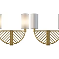 Modern Golden Metal Wall Sconces With Geometric Fan Shaped Frame And Cylindrical Shades