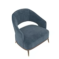 Modern Elegant Blue Upholstered Accent Chair With Curved Arms And Wooden Legs