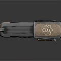 Futuristic Sci Fi Weapon With Metallic Design Purple Blue Accents Circular Components And Support Stand