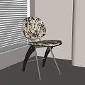 Elegant Leisure Chair With Floral Pattern Backrest Seat Dark Wooden Legs And Metal Frame