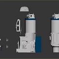 Industrial Processing Equipment With Stainless Steel Structure And Blue Mechanical Components