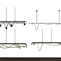 Modern Minimalist Chandelier With Sleek Metal Frame Hanging In Interior Ceiling Space