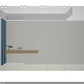 Modern White Wardrobe with Smooth Panel Design and Wooden Countertop in Interior