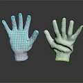 Green Palm And White Work Safety Gloves With Dotted Protective Design