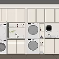 Modern White Balcony Cabinets With Washing Machines Sink Storage Shelves And Toiletries