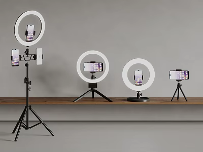 High Quality Smartphone Ring Lights With Tripods For Live Streaming And Video Recording 3d model