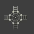 Traditional Stone Octagonal Architectural Structure With Multi Directional Steps And Railings